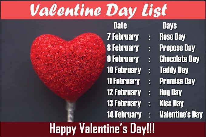 valentine days list